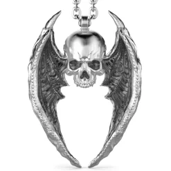 Discount Zancan Silver Necklace With Winged Skull Pendant. Colliers