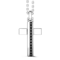 Best Sale Zancan Silver Necklace With Cross Pendant And Black Stones. Colliers