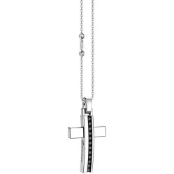 Best Sale Zancan Silver Necklace With Cross Pendant And Black Stones. Colliers