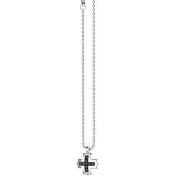 Online Zancan Silver Necklace With Greek Cross Pendant And Black Stones. Colliers