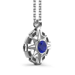 Outlet Zancan Silver Necklace With Wind Rose Pendant And Blue Stone. Colliers