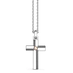 Discount Zancan Silver Necklace With Cross Pendant And Rose Gold Screw. Colliers