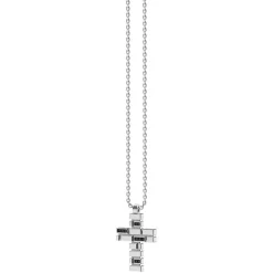 Hot Zancan Silver Necklace With Cross Pendant And Black Stones. Colliers