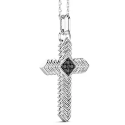 Best Sale Zancan Silver Necklace With Cross Pendant And Black Stones. Colliers