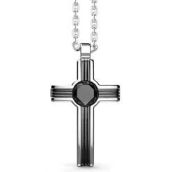 Sale Zancan Silver Necklace With Cross Pendant And Onyx Stone. Colliers