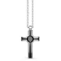 Sale Zancan Silver Necklace With Cross Pendant And Onyx Stone. Colliers