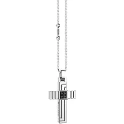 Best Sale Zancan Silver Necklace With Cross Pendant And Black Stones. Colliers