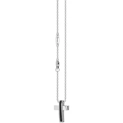 Store Zancan Silver Necklace With Cross Pendant And Black Stones. Colliers