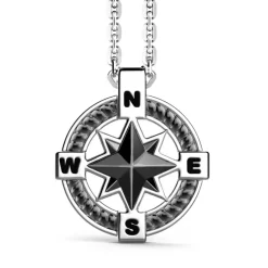Best Zancan Silver Necklace With Ceramic Wind Rose Pendant. Colliers