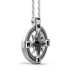 Best Zancan Silver Necklace With Ceramic Wind Rose Pendant. Colliers