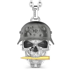 Best Zancan Silver Necklace With Soldier Skull Pendant. Colliers