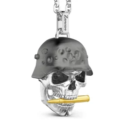 Best Zancan Silver Necklace With Soldier Skull Pendant. Colliers