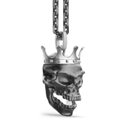 Online Zancan Silver Necklace With Crowned Skull Pendant. Colliers