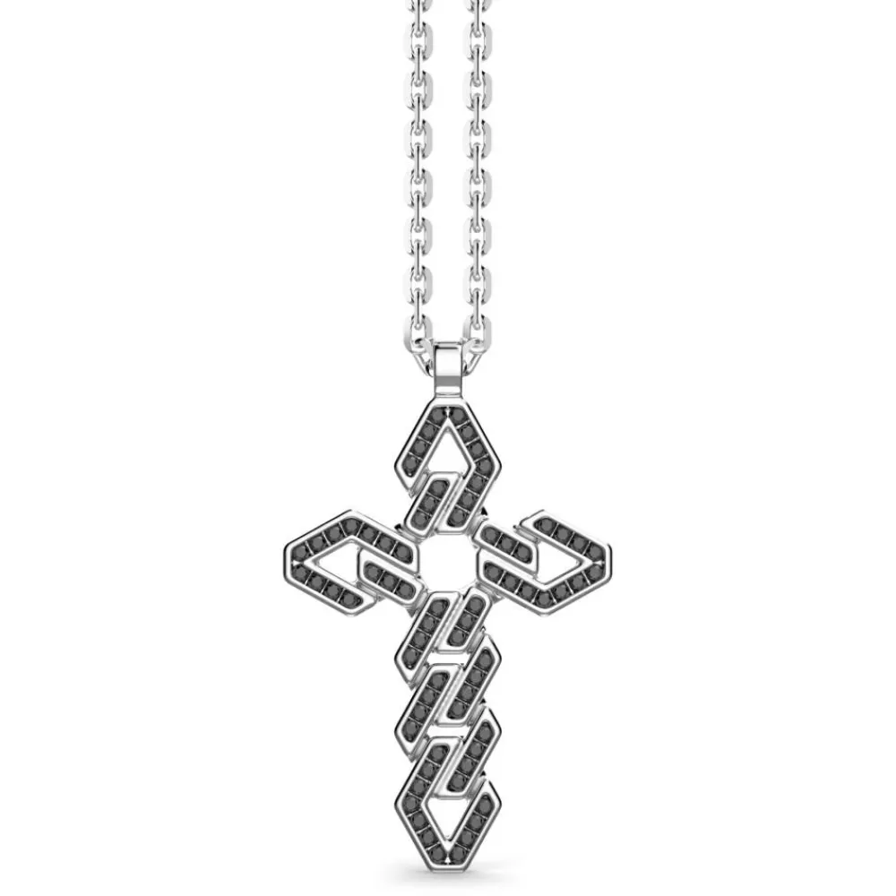 Flash Sale Zancan Silver Necklace With Cross Pendant And Black Stones. Colliers