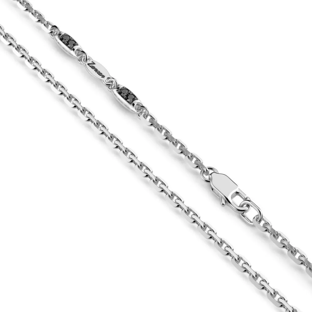 Flash Sale Zancan Silver Necklace With Cross Pendant And Black Stones. Colliers
