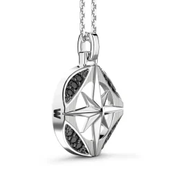 New Zancan Silver Necklace With Black Stones. Colliers