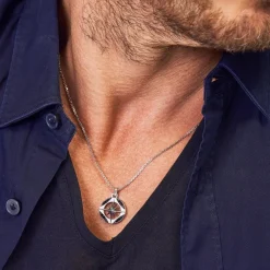 New Zancan Silver Necklace With Black Stones. Colliers