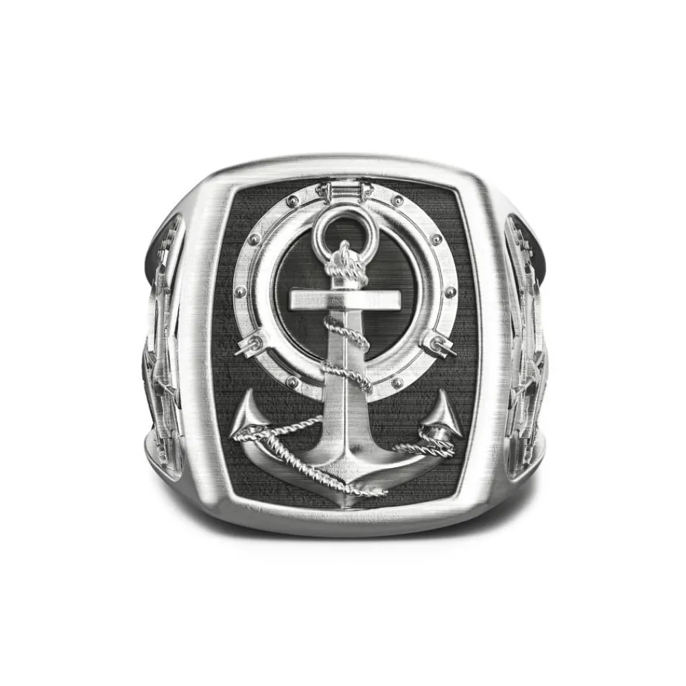 Outlet Zancan Silver Ring With Anchor. Bagues