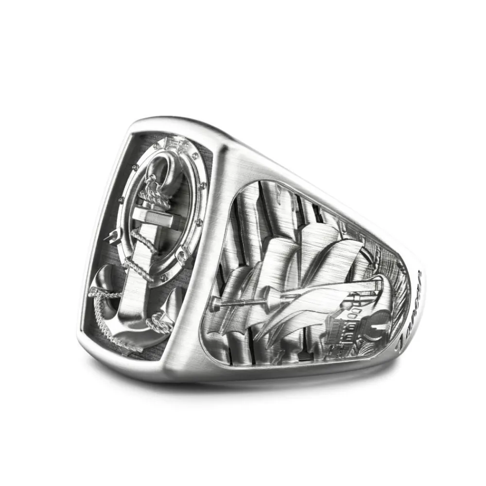 Outlet Zancan Silver Ring With Anchor. Bagues