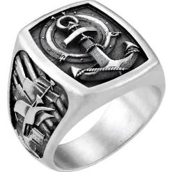 Outlet Zancan Silver Ring With Anchor. Bagues