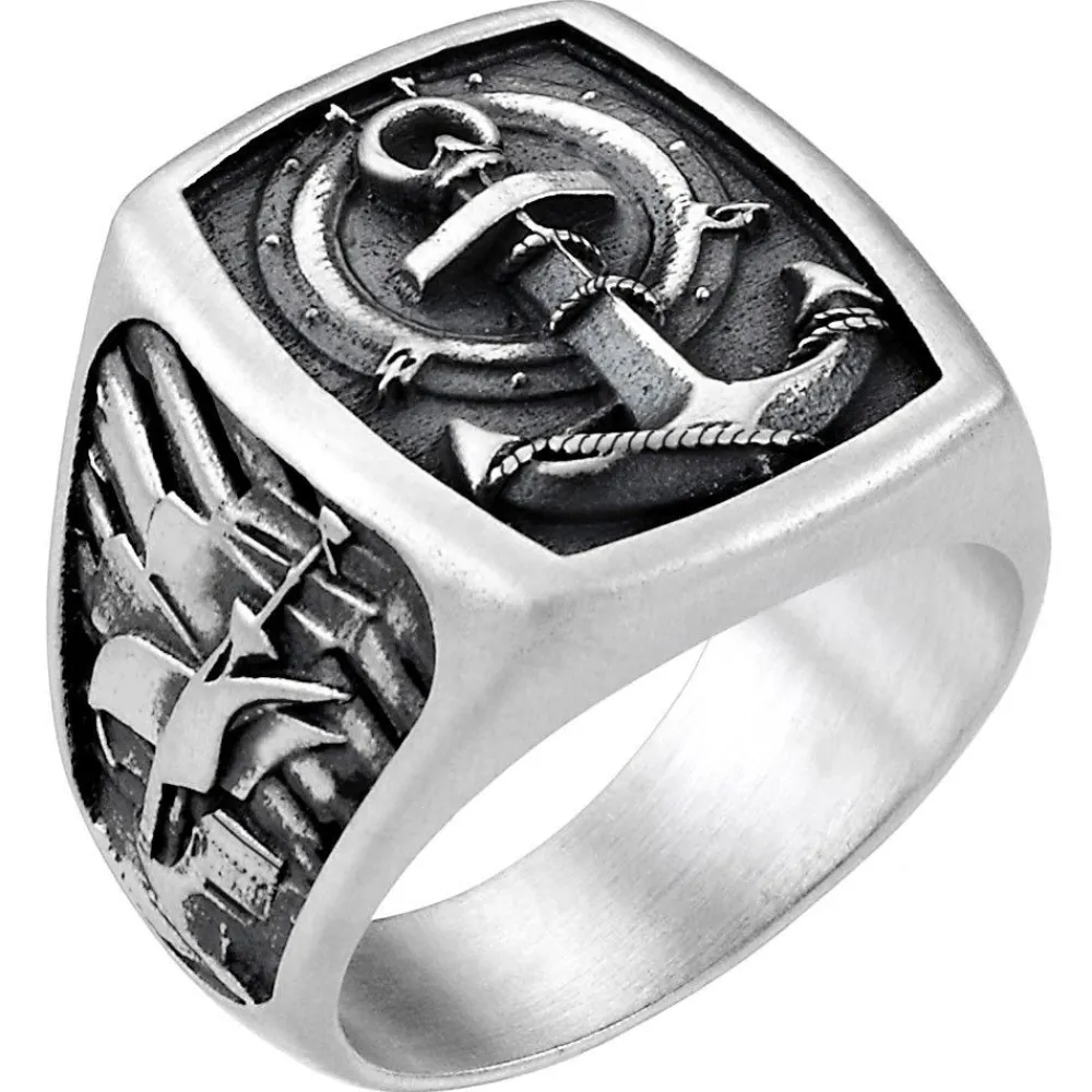Outlet Zancan Silver Ring With Anchor. Bagues