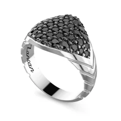 Best Sale Zancan Silver Ring With Black Stones. Bagues