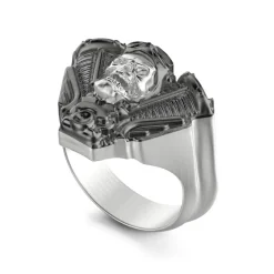 New Zancan Silver Ring With Biker Skull. Bagues