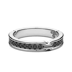 Shop Zancan Silver Ring With Black Stones. Bagues