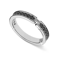 Shop Zancan Silver Ring With Black Stones. Bagues