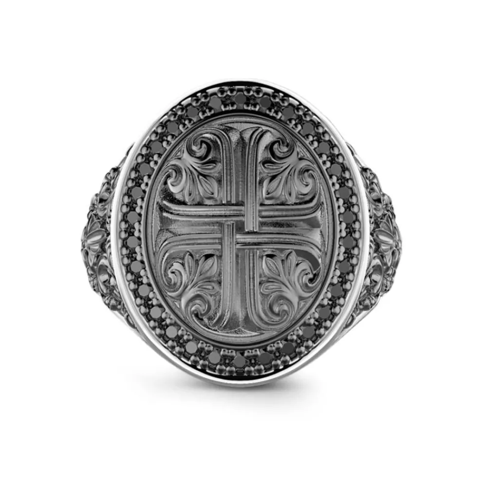 Best Zancan Silver Ring With Black Stones. Bagues