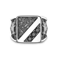 Discount Zancan Silver Ring With Black Stones. Bagues