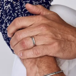 Store Zancan Silver Ring With Black Stones. Bagues