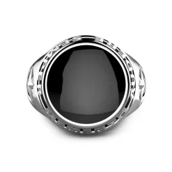 Clearance Zancan Silver Ring With Black Onyx And Latin Inscription. Bagues