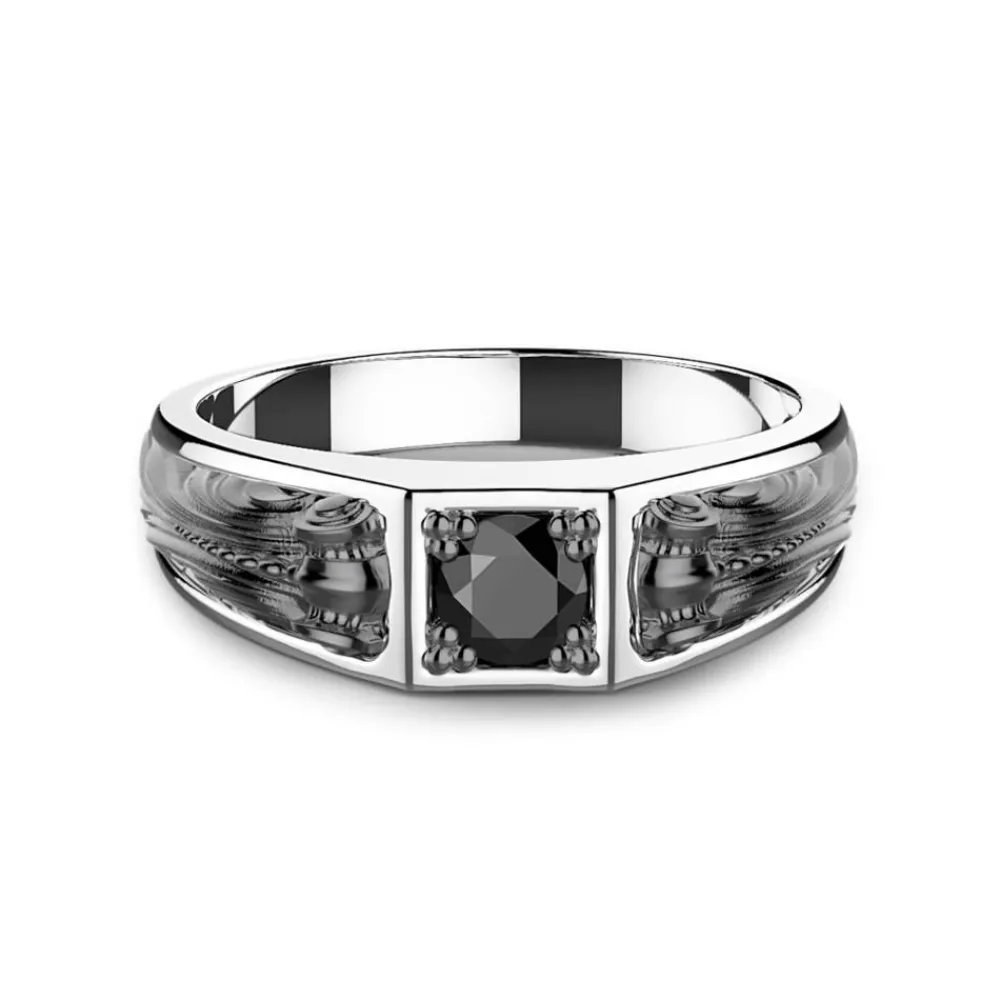 Best Zancan Silver Ring With Black Stone. Bagues