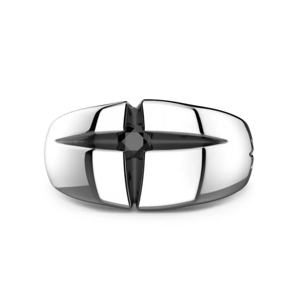 Sale Zancan Silver Ring With Black Stone. Bagues