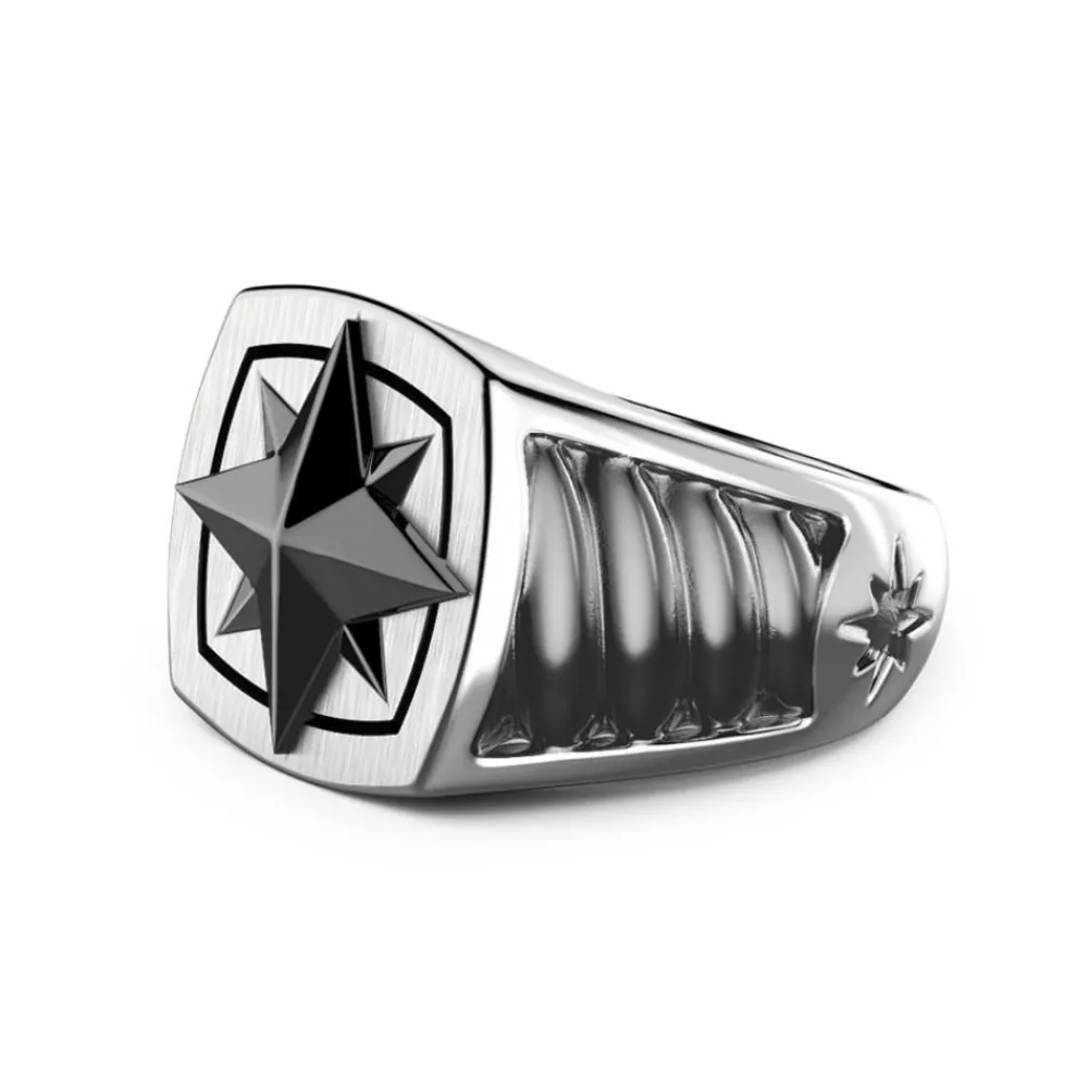 Best Zancan Silver Ring With Ceramic Wind Rose. Bagues