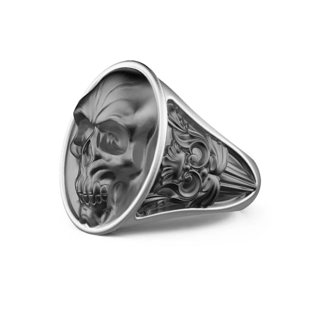 Store Zancan Silver Ring With Evanescent Skull. Bagues