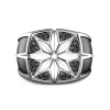 Hot Zancan Silver Ring With Engraved Wind Rose And Black Stones. Bagues