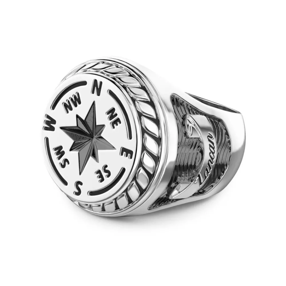 Flash Sale Zancan Silver Ring With Engraved Wind Rose. Bagues