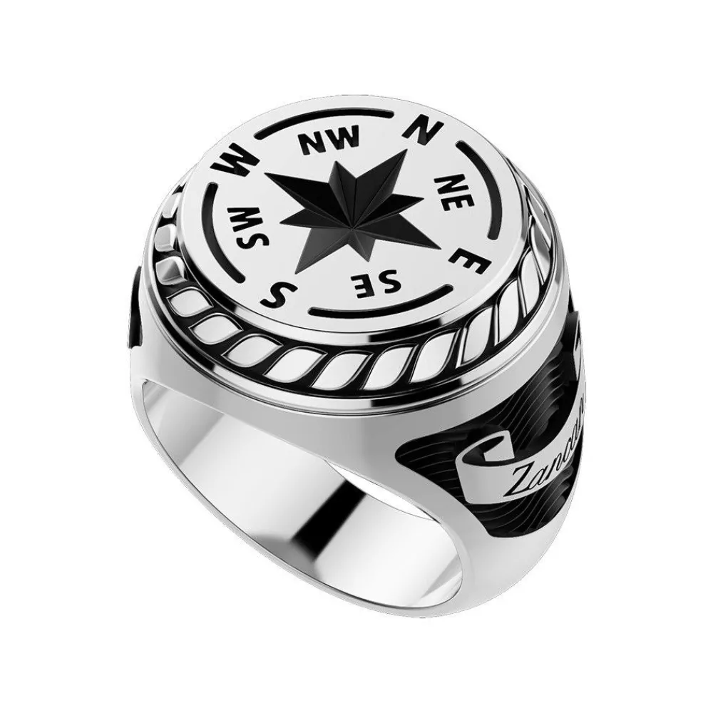 Flash Sale Zancan Silver Ring With Engraved Wind Rose. Bagues