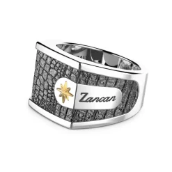 Fashion Zancan Silver Ring With Leather Effect. Bagues
