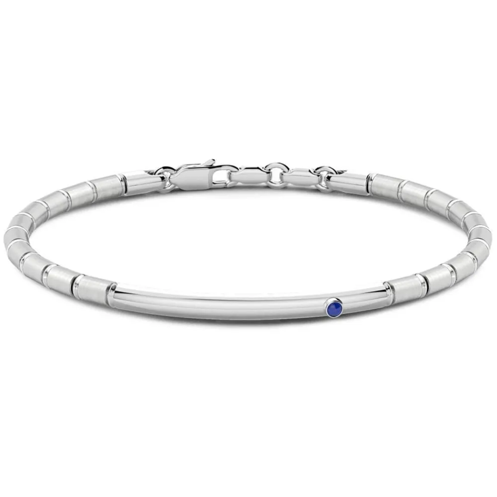 Hot Zancan Silver Semi-Rigid Bracelet With Blue Sapphire. Bracelets