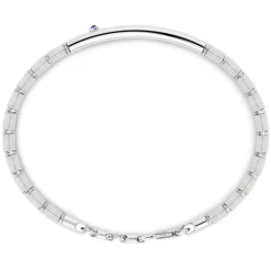 Hot Zancan Silver Semi-Rigid Bracelet With Blue Sapphire. Bracelets