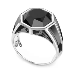 Outlet Zancan Silver Signet Ring With Onyx Stone. Bagues