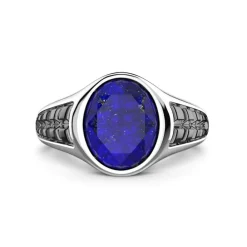 Sale Zancan Silver Signet Ring With Oval Lapis Lazuli Stone. Bagues