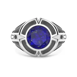 Clearance Zancan Silver Signet Ring With Central Lapis Lazuli Stone. Bagues