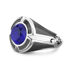 Clearance Zancan Silver Signet Ring With Central Lapis Lazuli Stone. Bagues