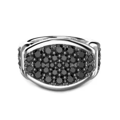 Best Sale Zancan Silver Signet Ring With Black Stones. Bagues