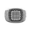 New Zancan Silver Signet Ring With Black Stones. Bagues