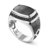 Cheap Zancan Silver Signet Ring With Black Stones. Bagues